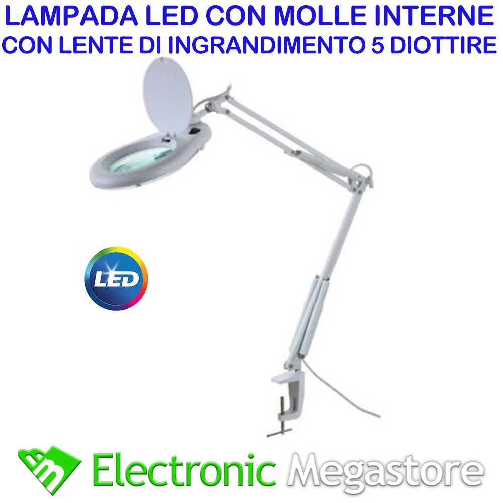 LENTE DI INGRANDIMENTO DA BANCO 5 DIOTTRIE CON LAMPADA PER ESTETISTA  ELETTRONICA