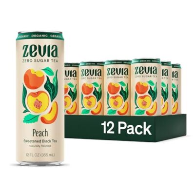 Organic Sugar Free Iced Tea, Black Tea Peach, 12 Ounce Cans (Pack of 12)