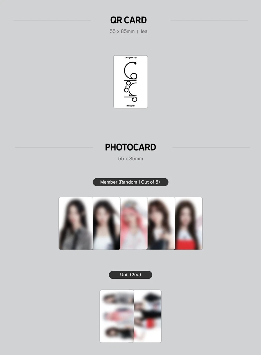 RESCENE GLOW UP 2nd Mini Album QR Ver/QR+6 Photo Card/Member/2Unit