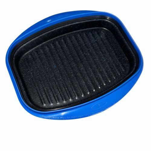 Range Mate Nonstick Microwave Grill Pan with Lid and Cookbook Blue - Picture 2 of 8