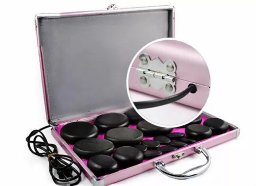 CE 20Pcs Energy Hot Stone Hot Basalt Stone Massage Therapy With Heating Box Kit - Picture 1 of 6
