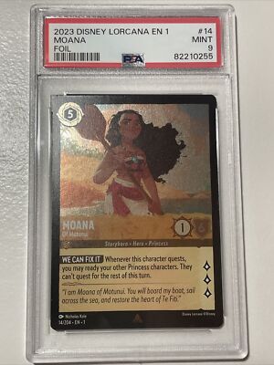 Disney Lorcana TCG Moana Of Motunui FOIL Rare 14/204 PSA 9 | eBay