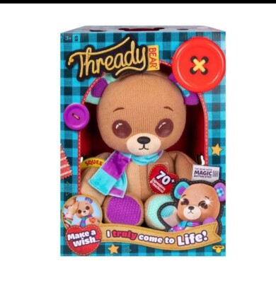 Thready Bear, Interactive 14'' Plush Teddy Bear, 70+ Expressions & Reactions, Age