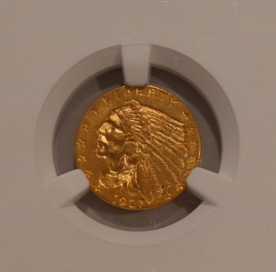 1927 $2 1/2 Gold Indian NGC MS62 Quarter Eagle - Image 3 of 4