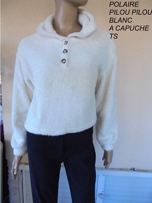 FLEECE HOODIE PILOU PILOU WEISS SEHR WEICH & WARM GR. 36/38