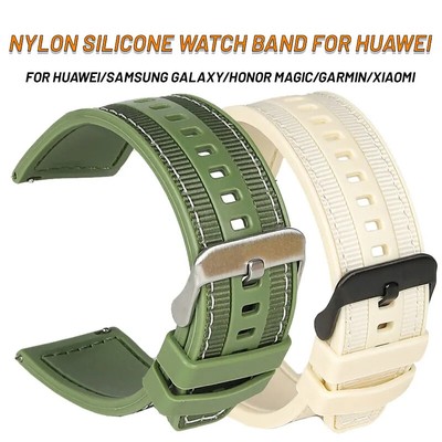 Nylon Silicone Woven Band For Huawei Watch GT 4 46mm Watch 4/3 Pro Strap