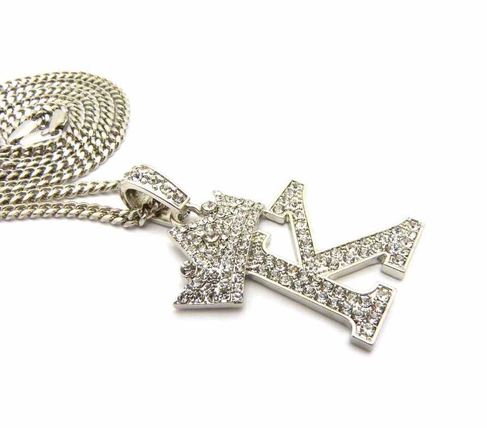 NEW KING 'K' PENDANT & 24" BOX/CUBAN CHAIN HIP HOP NECKLACE XZ160R eBay