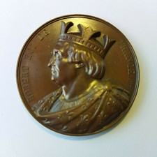 Médaille Cuivre ROBERT 37eme Roi / Galerie des Rois De France Caque 1838 52mm