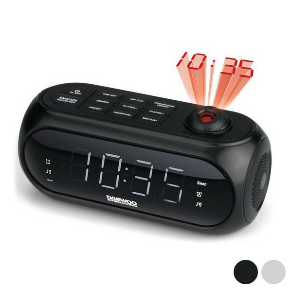 Radio réveil projecteur blanc orientable avec affichage LED