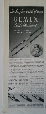 1937 Gemex  watch band watchband ratchet Buckle or Center catch vintage ad