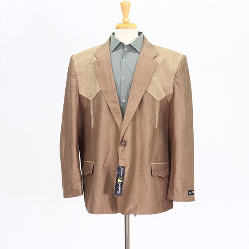 Buffalo Country 50R Brown Sport Coat Blazer Jacket Check 2B Polyester