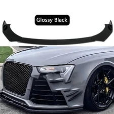 For AUDI Universal Glossy Black Front Bumper Lip Splitter Spoiler Body Kit
