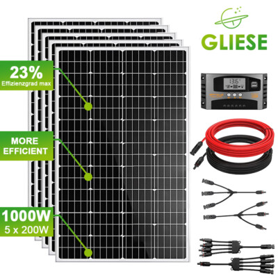 200W 400W 1000W Solarmodul Solarpanel 12V Solaranlage Inselanlage Komplettpaket