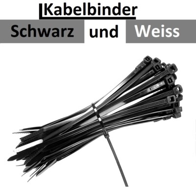 Kabelbinder-Set, 200 Stück, Schwarz – 15,2 Cm, 20,3 Cm, 30,5 Cm, Nylon 66