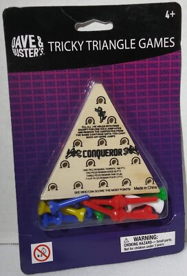  New Dave & Buster's Tricky Triangle Wooden Peg Game Brain Teaser Ages 4 & Up