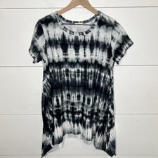 ODDY • Tie Dye Shark Hem Short Sleeve Brushed Cotton Top Size Unknown