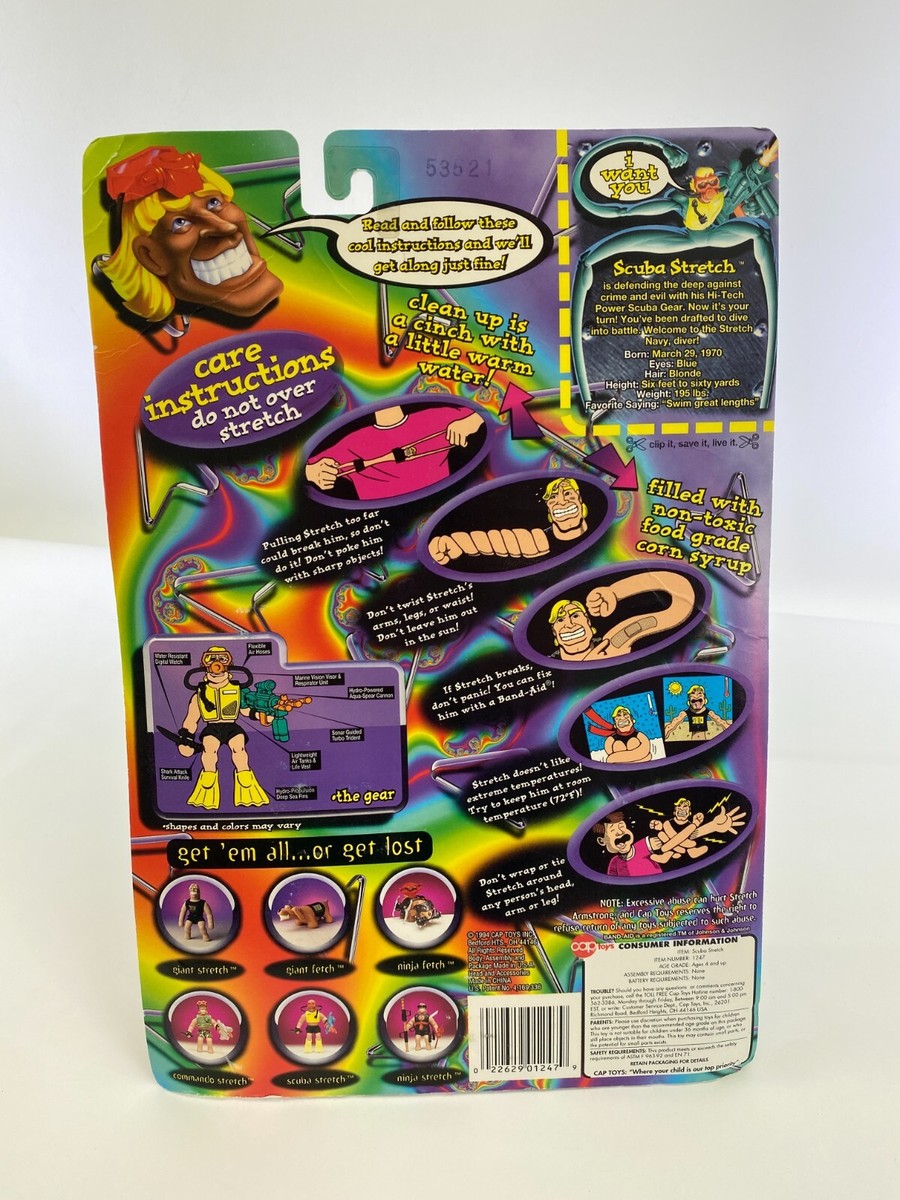 VTG STRETCH ARMSTRONG Scuba Action Figure Yellow Suit CAP TOYS