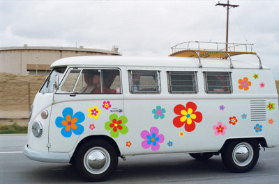 Hippie flowers car sticker hippie 030 - in elegant matte look, colorful mixed  