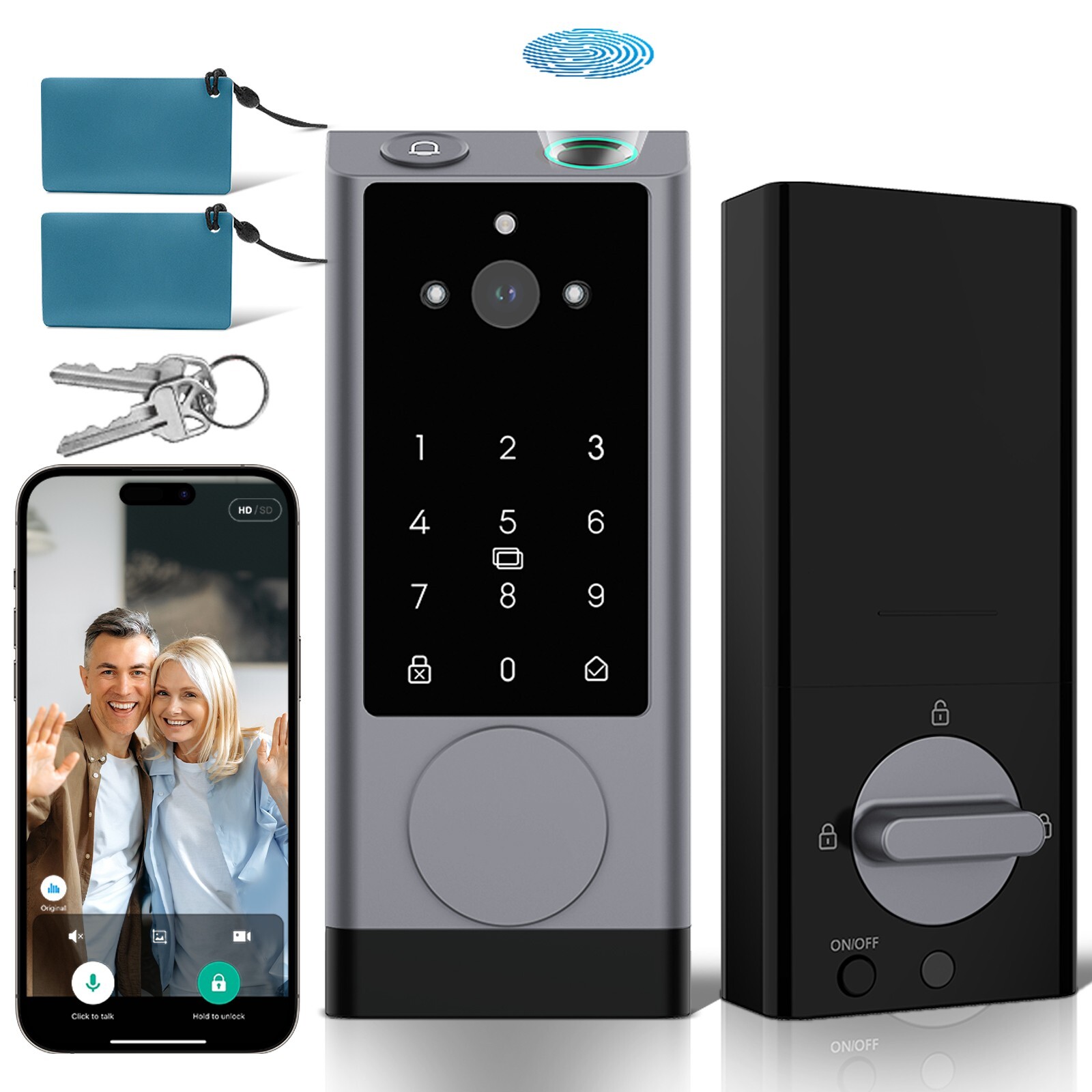 6-in-1 Smart Locks Keyless Touchscreen Deadbolt fingerprint APP Remote Control #-image