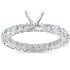 1 1/2ct Diamond Eternity Mount Engagement Ring Setting 14k White Gold