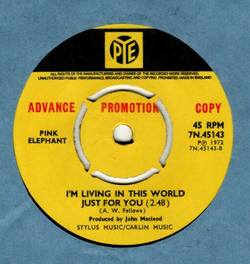 PINK ELEPHANT - DOWN IN THE VALLEY. RARE UK ORIG 1972 7" PROMO & CO/SLEEVE. VG+ - Image 4 of 4