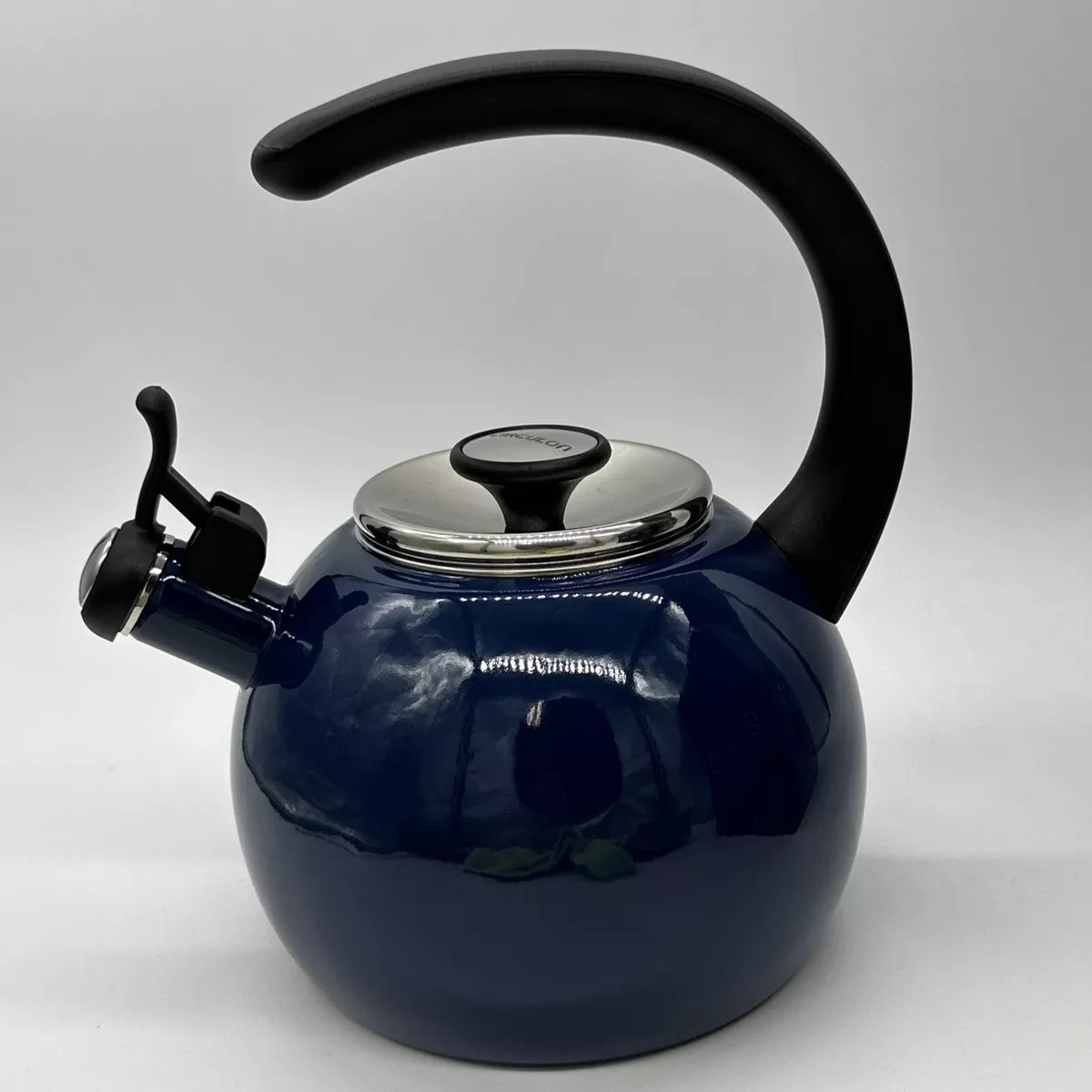 Circulon Enamel on Steel 2-Qt. Whistling Teakettle with Flip-Up Spout - Navy