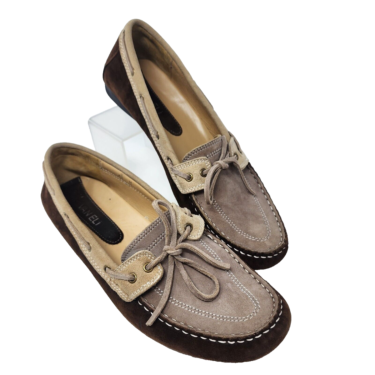 VAN ELI Shoes Loafers Womens 11 Brown Beige 2-Tone Suede Top