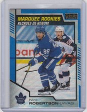 NHL 2020-21 O-Pee-Chee Platinum Hockey Nick Robertson Blue Surge Rookie RC - TML