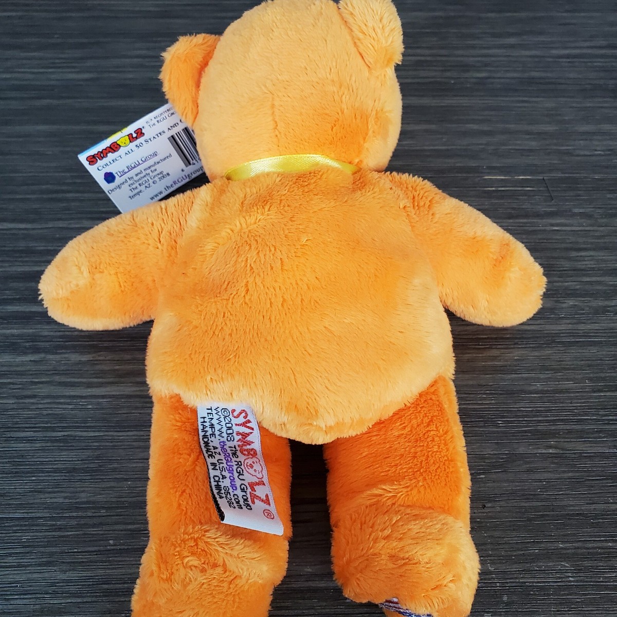 Symbolz 2006 Arizona Teddy Bear Orange Plush Bean Filled Stuffed