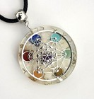 ORGONE Pendant Necklace Silver Metatron & Seven Chakra Healing Stones. Made USA