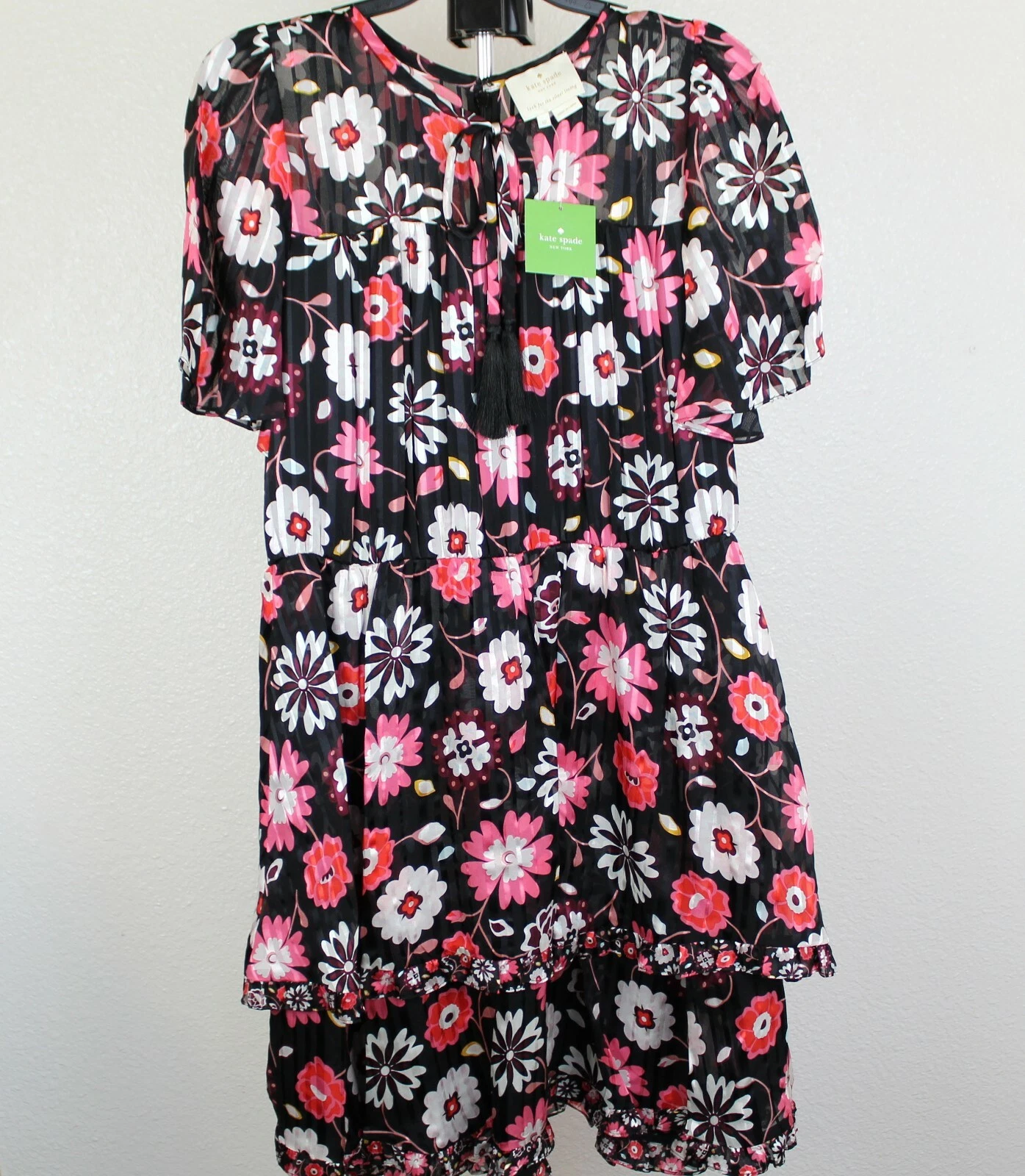 Abito in seta Kate Spade New York Flora a line nuovo con etichette prezzo al pubblico consigliato $428 taglia 10
