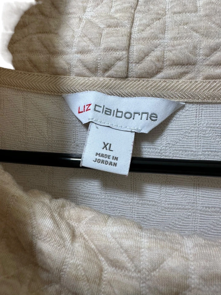 Liz Claiborne Women XL Cream Sweatsuit Travel Sweatshirt Sweatpants outfit - Image 3 of 4