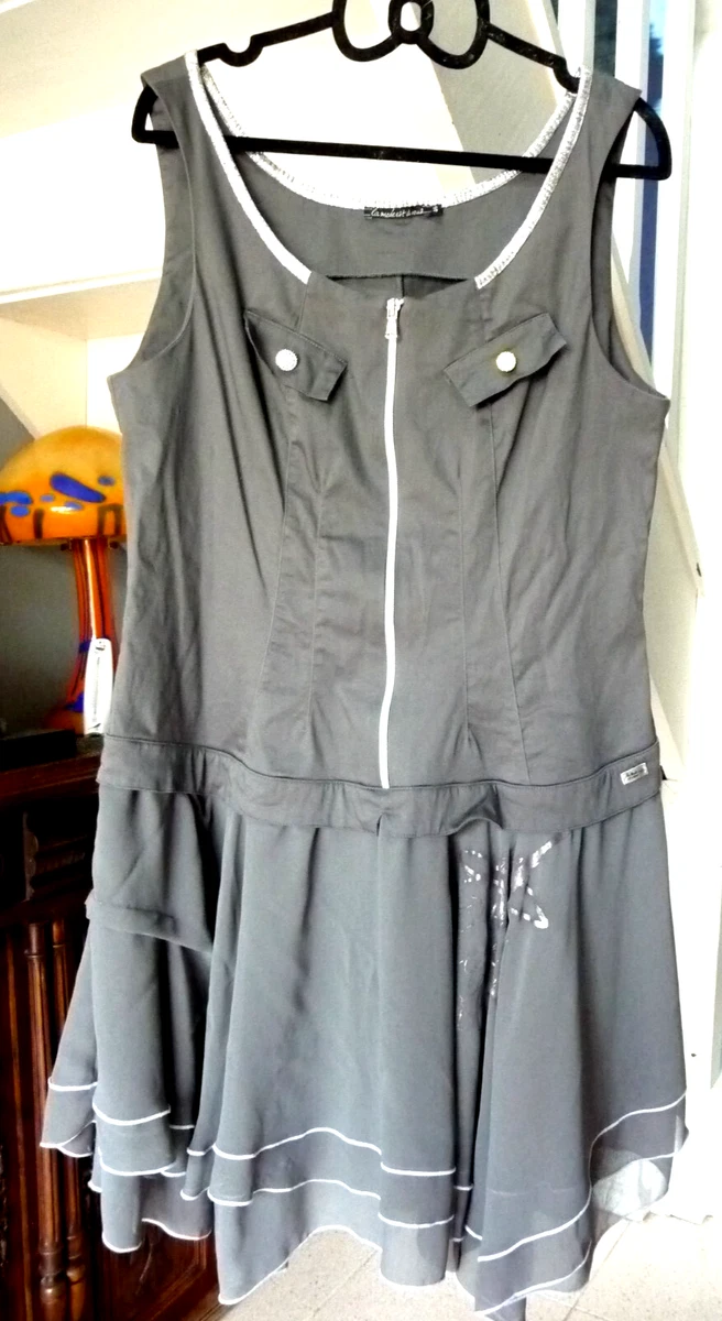 Robe Tunique Courte Sans Manches LA MODE EST A VOUS - Taille 46, Marron, Zippée