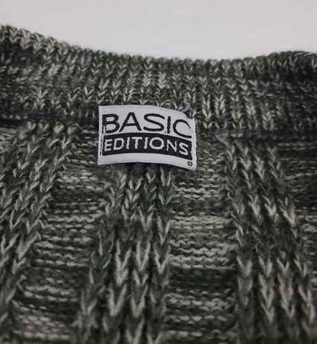 Vintage 90s Basic Editions Grey Pattern Knit Cardigan Sweater Vtg 1990s USA - Picture 3 of 5