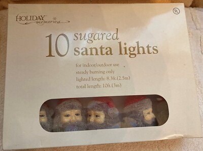 10 Vintage? New In Box Sugared Santa Lights Indoor/Outdoor 10 Feet Long