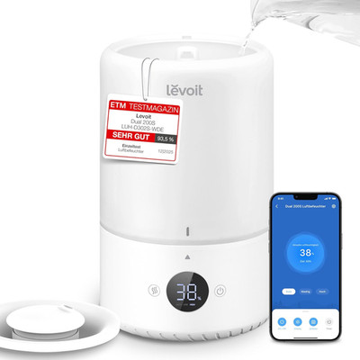 Levoit Smart Luftbefeuchter Schlafzimmer, 19Db Leise, Top-Fill Humidifier Für Ba