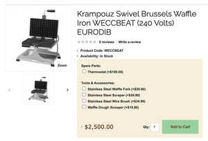 Krampouz Swivel Brussels Waffle Iron