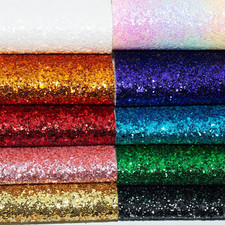 10 Pcs Neon Color Glitter Faux Leather Sheets Shimmer Chunky Sequins Synthetic F