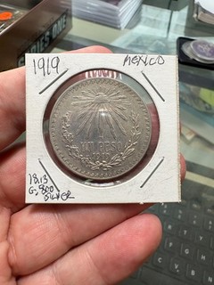 1919 Mexico Silver UN Peso 18.13 Gr .800 Silver