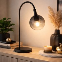Tischleuchte Leselampe Tischlampe Glaskugel Rauch Wohnzimmerlampe Led H 57,5 Cm