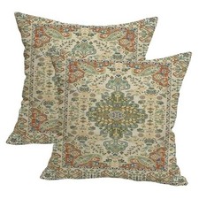 Boho Throw Pillow Covers 18x18 Set of 2,Sage 18" x 18" Pack of 2 Green Orange