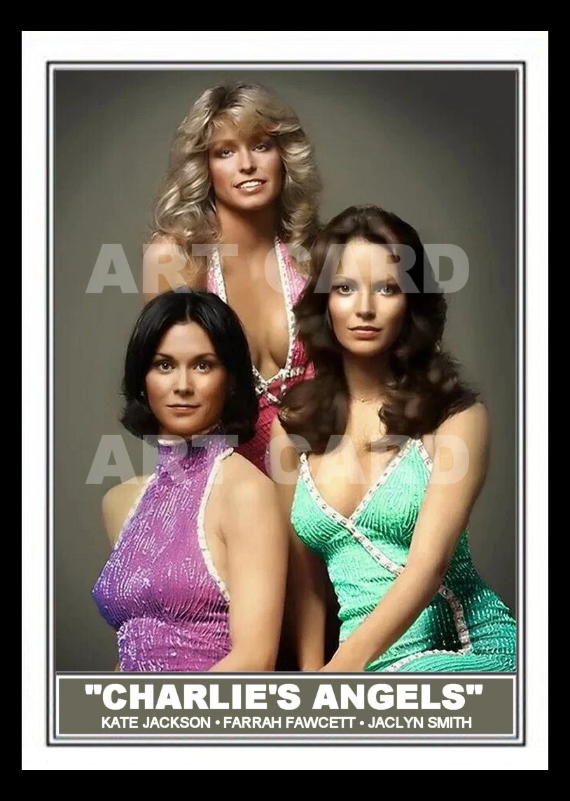 Charlie's Angels Farrah Fawcett Jaclyn Smith Kate Jackson Art Card Blank Back