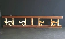 Mid Century Wall Decor Collectors Piece Four Moveable Hooks Oak Frame