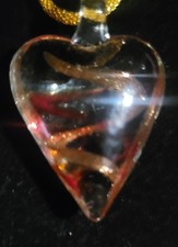 Red and Gold Glass Heart Pendent Puffy Heart Gift Pendant Deep Red Heart Choker