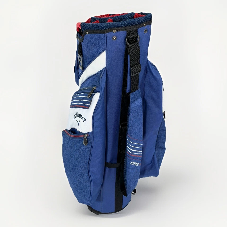 Bolsa de golf Callaway ORG 14 carro azul/blanco divisores de 14 vías + cubierta de lluvia - ¡casi como nueva! Foto 4 de 4