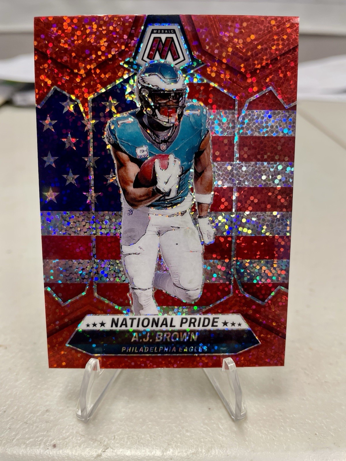 2024 Mosaic AJ Brown National Pride Red Sparkle Philadelphia Eagles