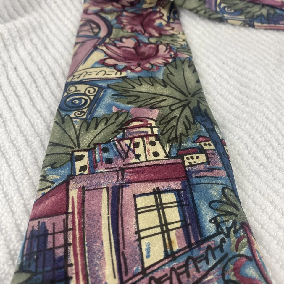 Corbata Scott Foster Para Hombre Seda Abstracto Estampado Arquitectónico Multicolor Hecha en EE. UU. Foto 2 de 4