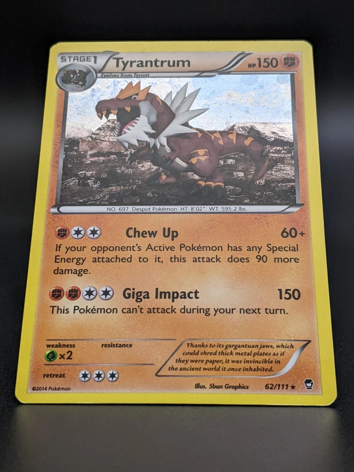 TCG Pokemon Tyrantrum 62/111 XY Furious Fists Cosmos Holo 2014: MP Ungraded - Image 3 of 4