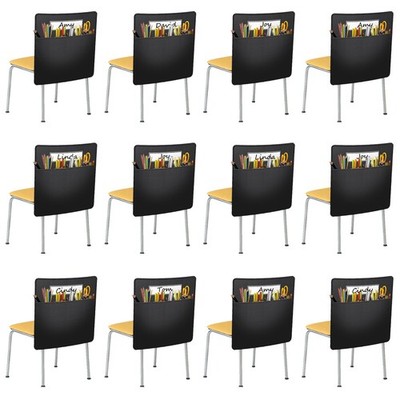 12 Pack Black Classroom Chair Pockets 17x18 Inch Student Chair Pockets with 2
