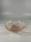 Vintage Old Cafe Pink Depression Glass Trinket Candy Dish Nappy With Handle